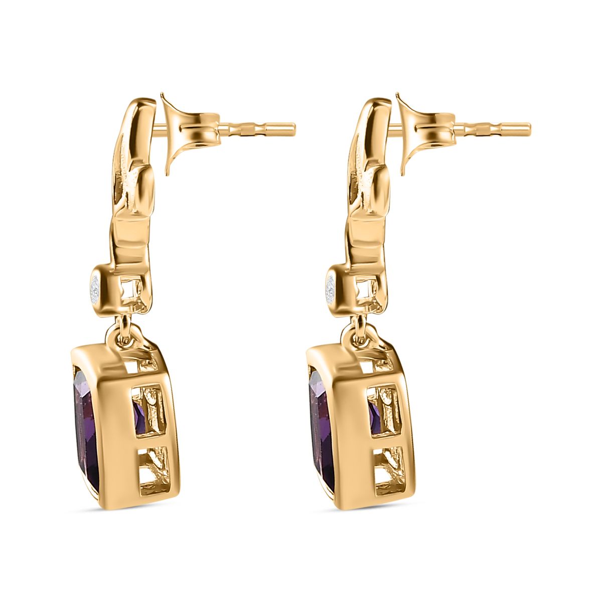 AA Mashamba Amethyst, Weißer Zirkon Ohrringe 925 Silber Gelbgold Vermeil ca. 2.98 ct