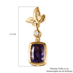 AA Mashamba Amethyst, Weißer Zirkon Ohrringe 925 Silber Gelbgold Vermeil ca. 2.98 ct