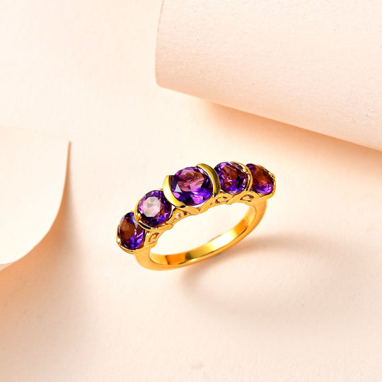 AA Mashamba Amethyst Ring, 925 Silber Gelbgold Vermeil, (Größe 18.00), ca. 3.23 ct