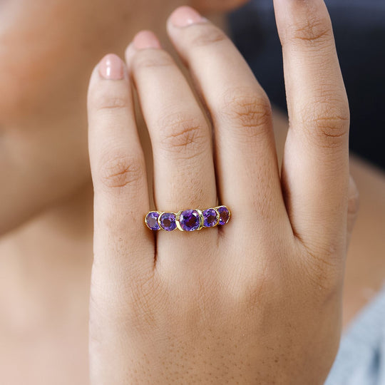 AA Mashamba Amethyst Ring, 925 Silber Gelbgold Vermeil, (Größe 18.00), ca. 3.23 ct