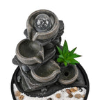 DIY Wasserbrunnen, LED-Lichtkaskade mit Kristallkugel, Größe:21.5x21.5x27cm, grau