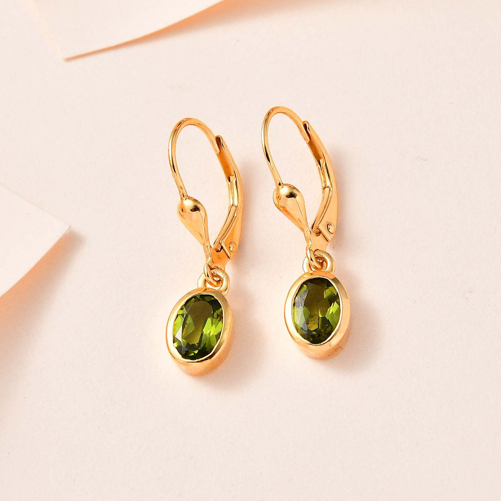 AA Natürliche, italienische Vesuvianit Ohrringe, 925 Silber Gelbgold Vermeil, ca. 1.62 ct