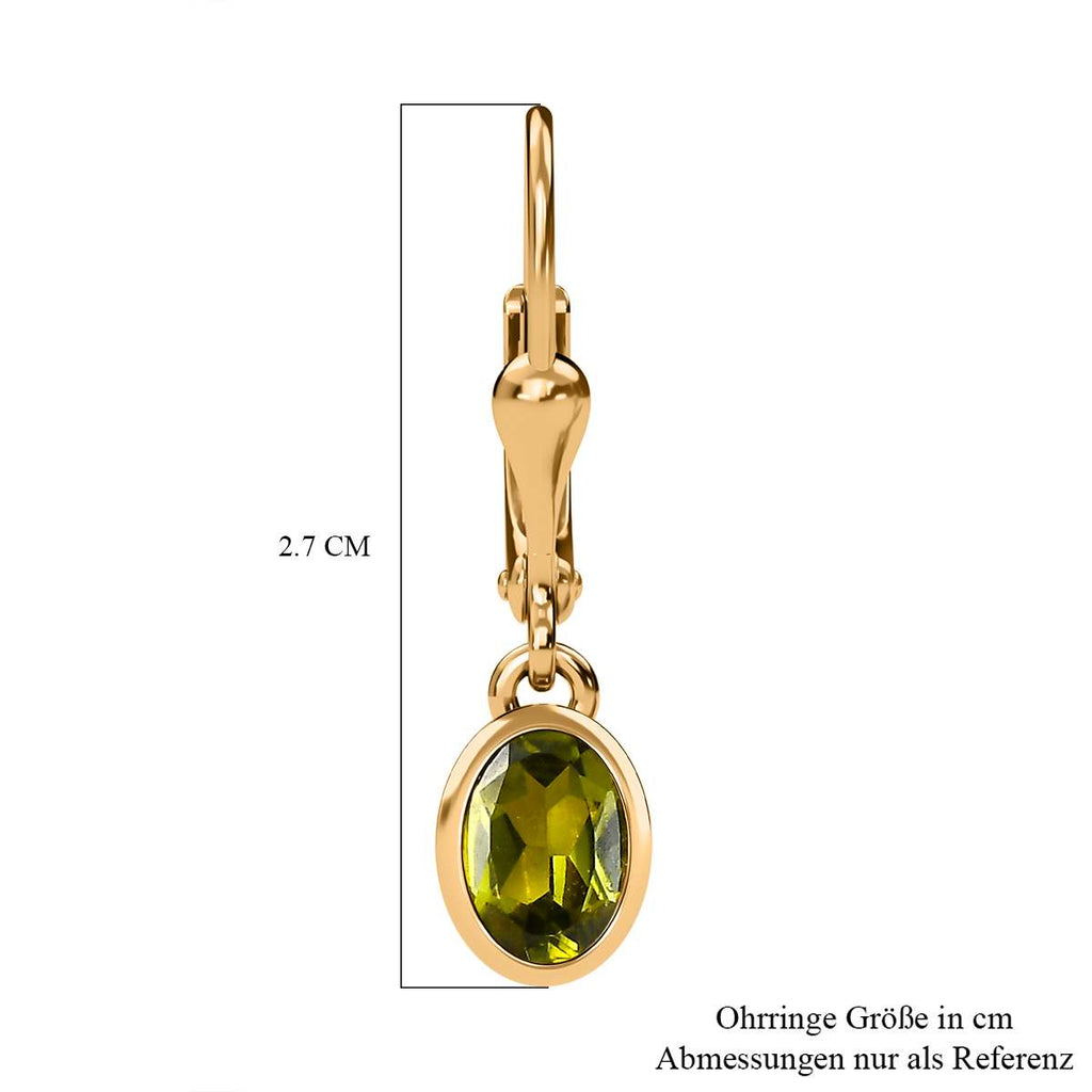 AA Natürliche, italienische Vesuvianit Ohrringe, 925 Silber Gelbgold Vermeil, ca. 1.62 ct