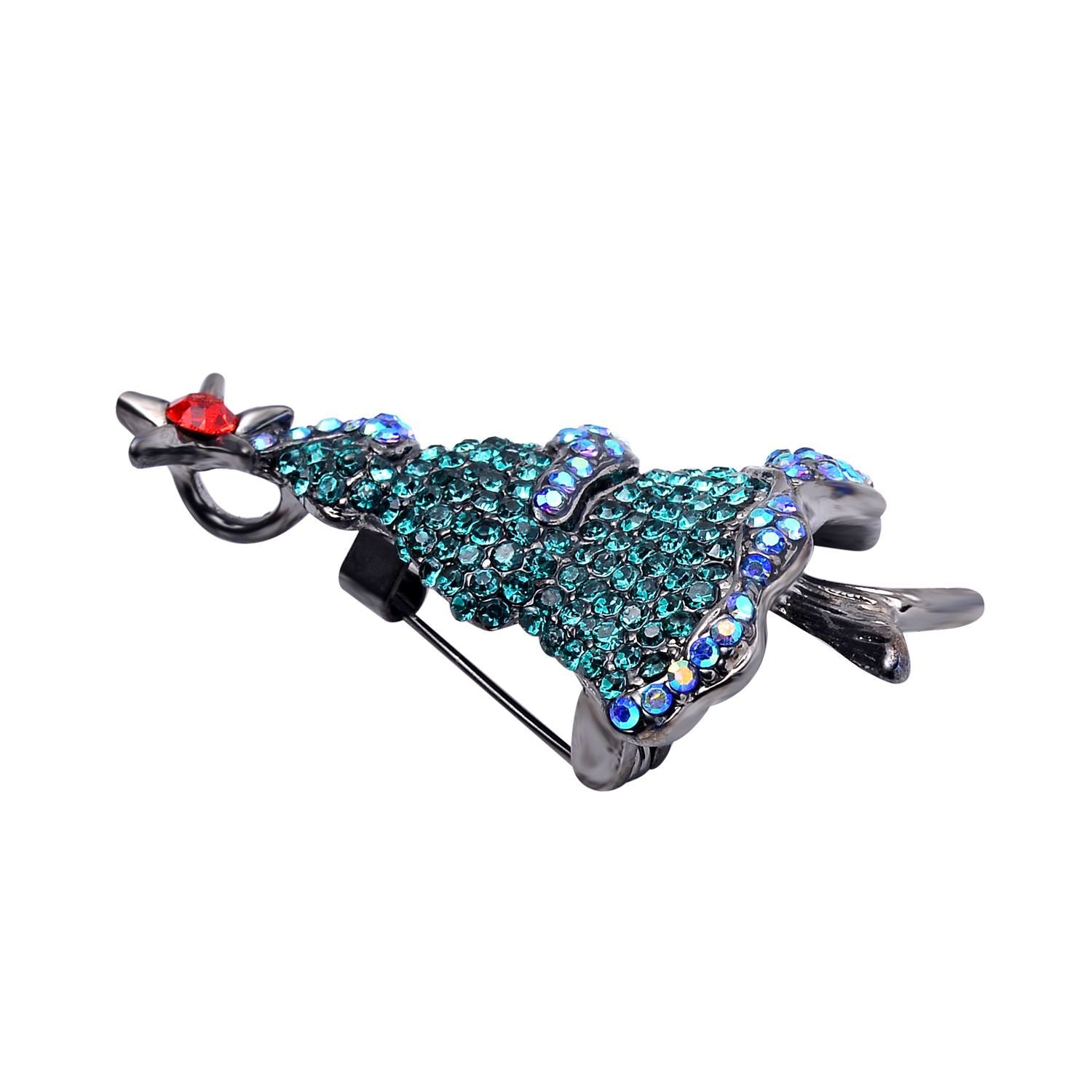 Mehrfarbiger Weihnachtsbaum, Verwandelbarer Schmuck, Kristall Anhänger und Brosche Duo, schwarz