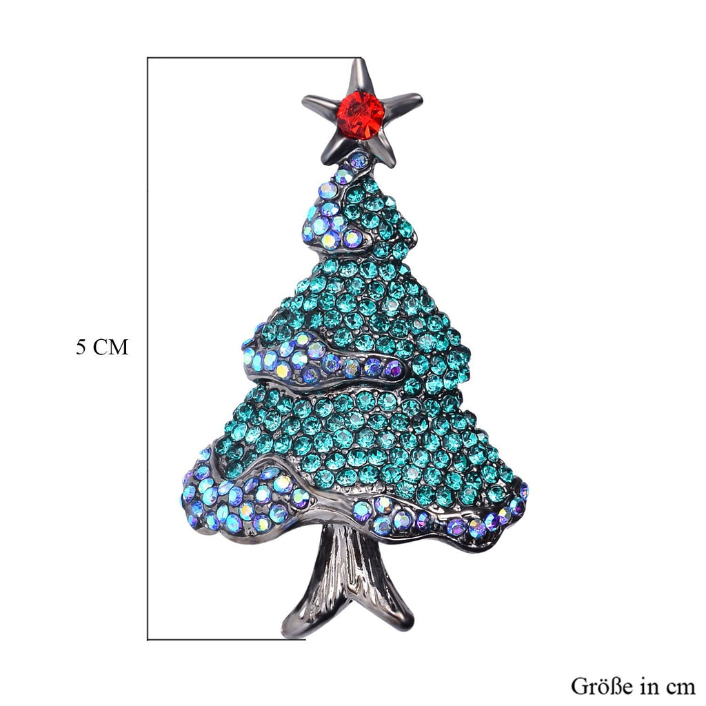 Mehrfarbiger Weihnachtsbaum, Verwandelbarer Schmuck, Kristall Anhänger und Brosche Duo, schwarz