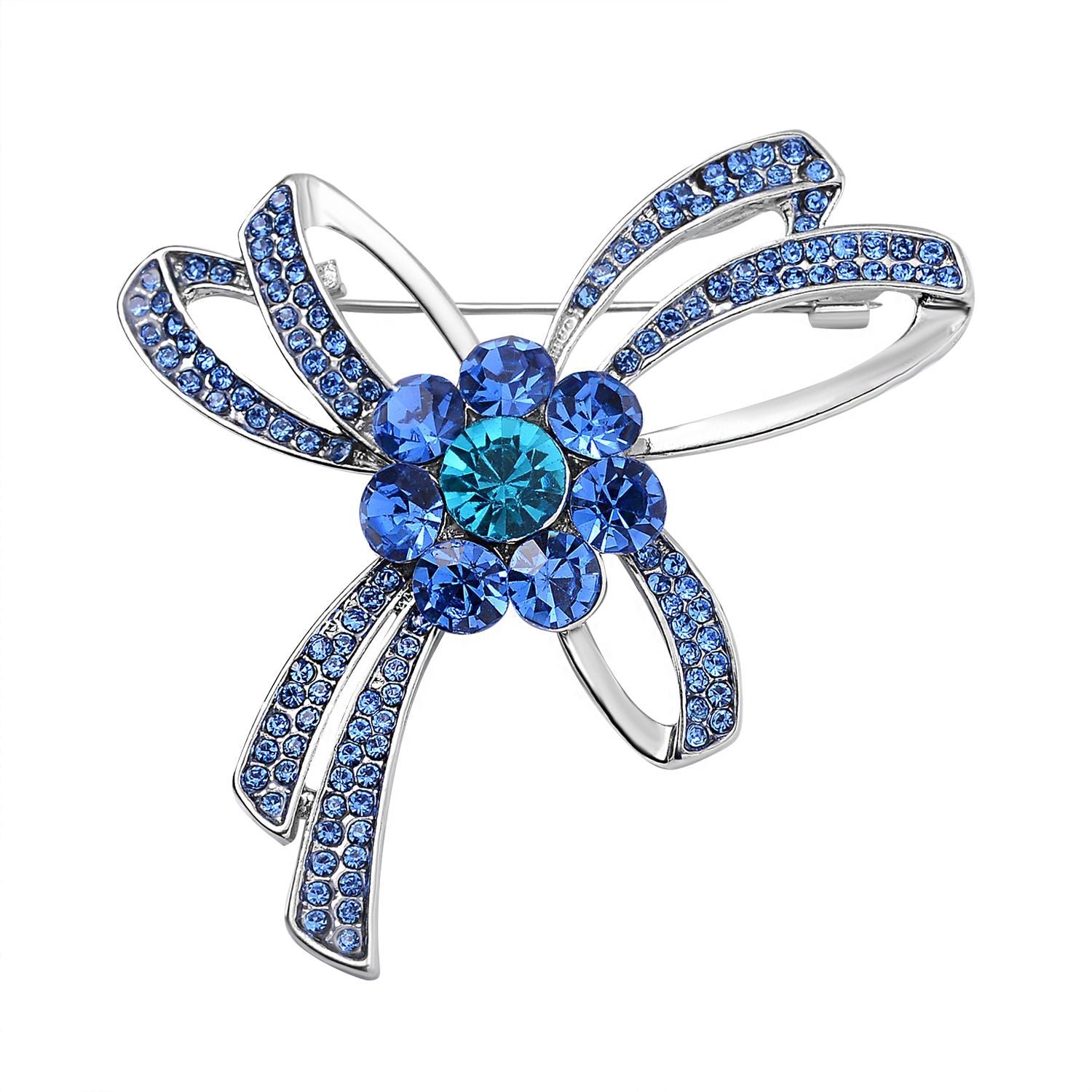 Blauer Kristall Brosche