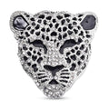 Emaillierte Brosche mit weißem Kristall, Leopard