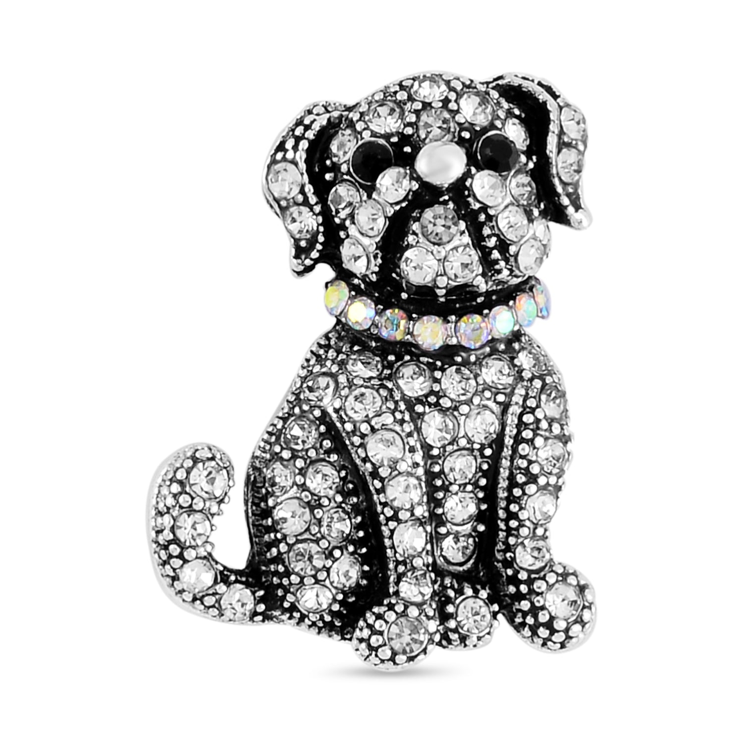 Mehrfarbiger Kristall Hund Brosche, Antik-silber-Plattierung