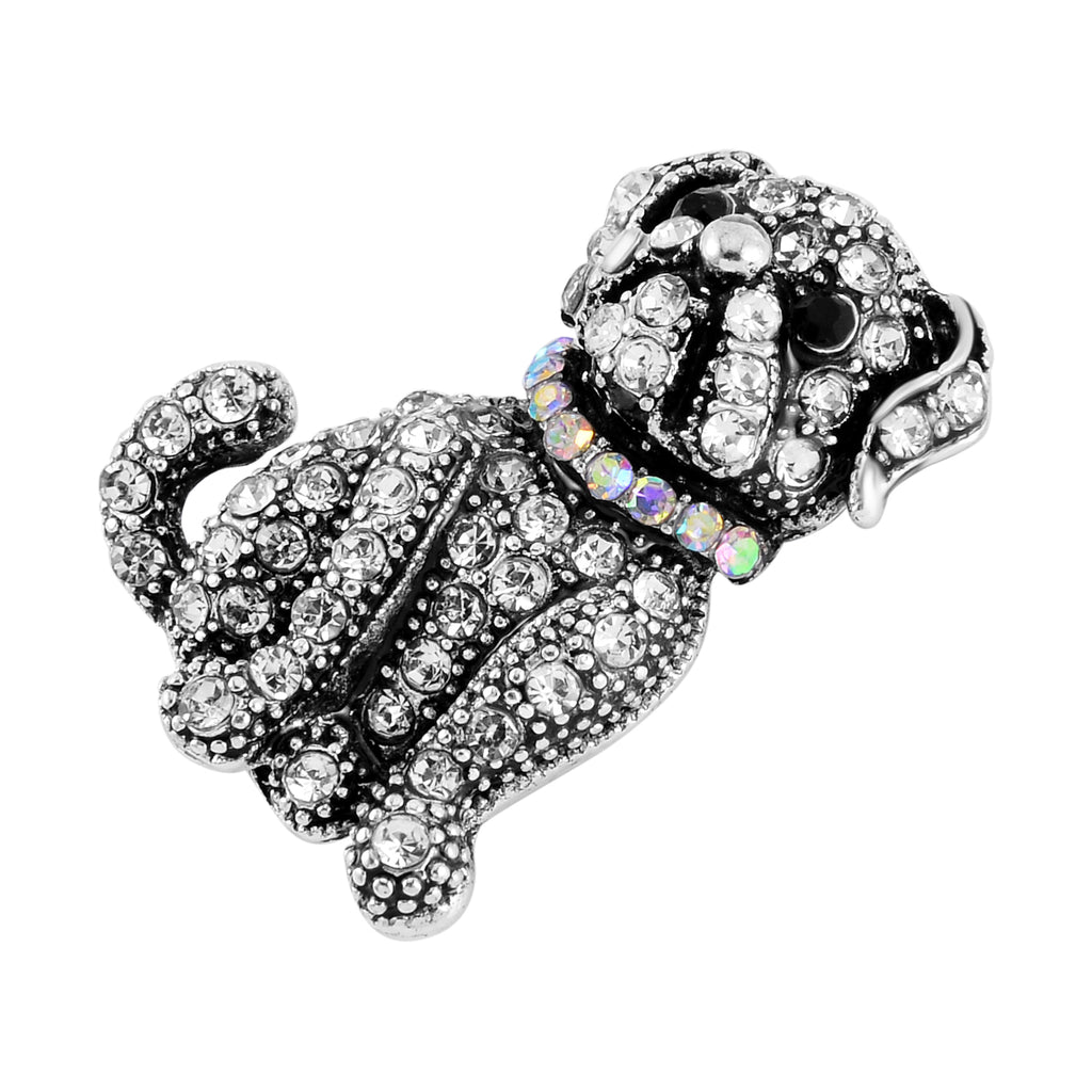 Mehrfarbiger Kristall Hund Brosche, Antik-silber-Plattierung