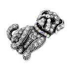 Mehrfarbiger Kristall Hund Brosche, Antik-silber-Plattierung