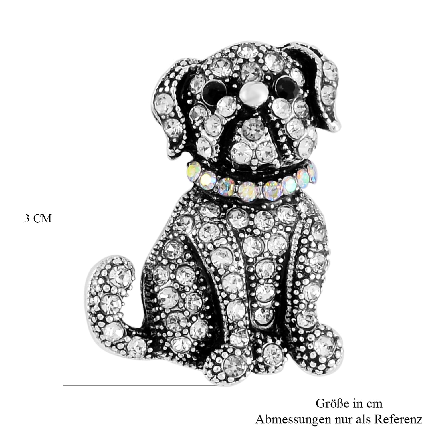 Mehrfarbiger Kristall Hund Brosche, Antik-silber-Plattierung