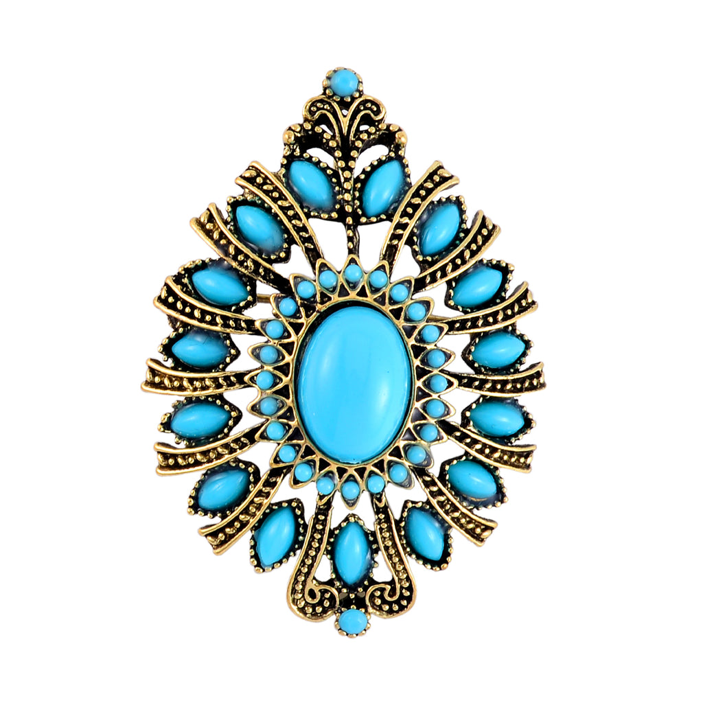 Blauer Howlit, Harz Brosche, Antikes Gold, ca. 3.01 ct