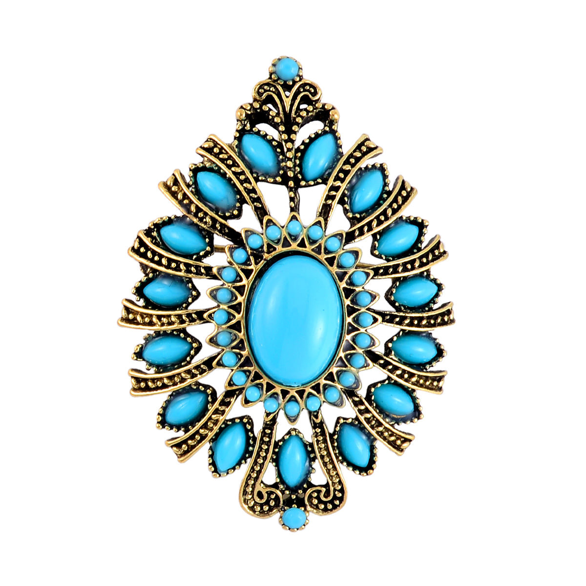 Blauer Howlit, Harz Brosche, Antikes Gold, ca. 3.01 ct
