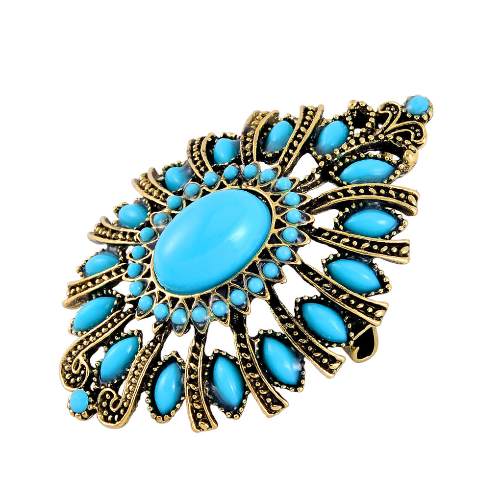 Blauer Howlit, Harz Brosche, Antikes Gold, ca. 3.01 ct