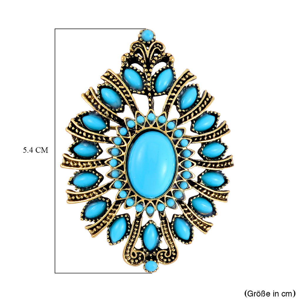 Blauer Howlit, Harz Brosche, Antikes Gold, ca. 3.01 ct