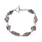 Muonionalusta Meteorit Armband, ca. 19 cm, 925 Silber rhodiniert, ca. 72.16 ct
