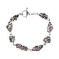 Muonionalusta Meteorit Armband, ca. 19 cm, 925 Silber rhodiniert, ca. 72.16 ct