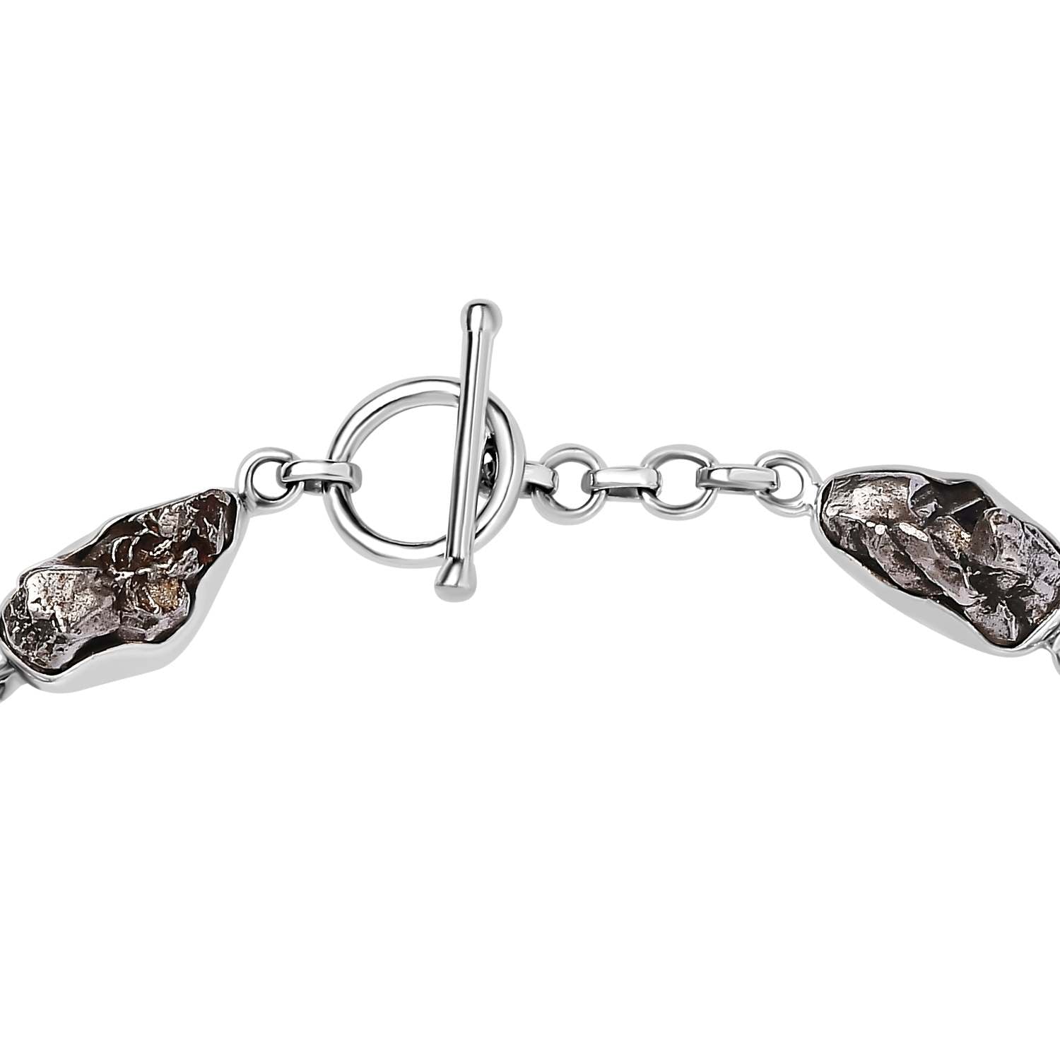 Muonionalusta Meteorit Armband, ca. 19 cm, 925 Silber rhodiniert, ca. 72.16 ct
