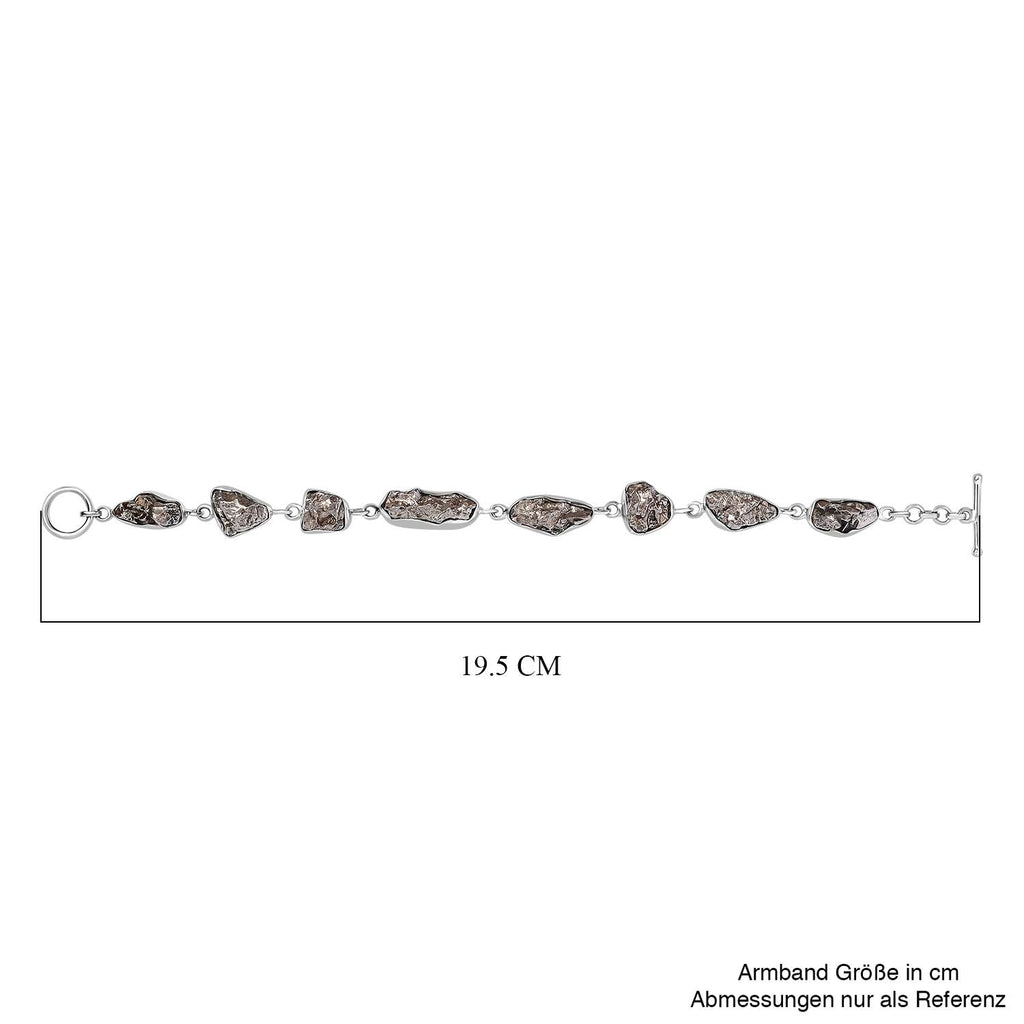Muonionalusta Meteorit Armband, ca. 19 cm, 925 Silber rhodiniert, ca. 72.16 ct