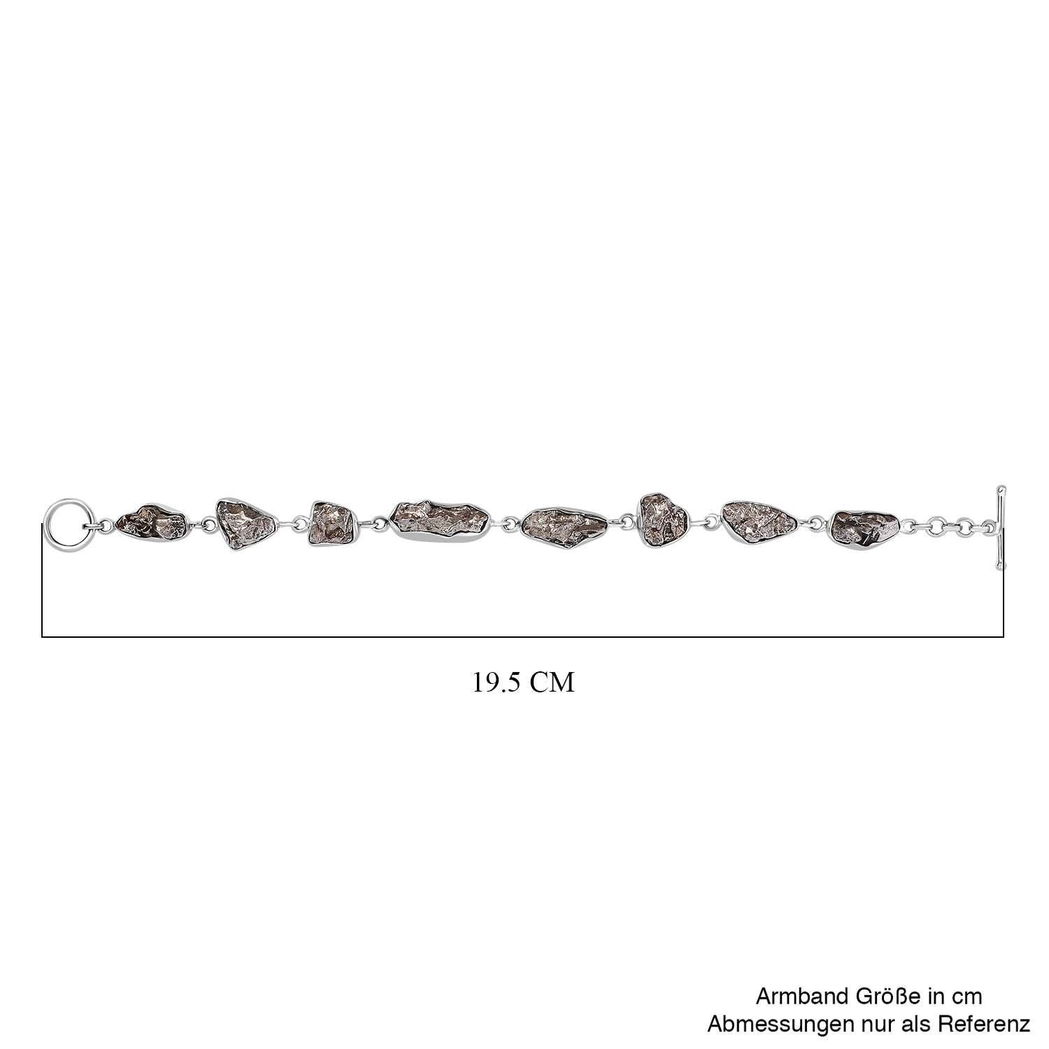 Muonionalusta Meteorit Armband, ca. 19 cm, 925 Silber rhodiniert, ca. 72.16 ct