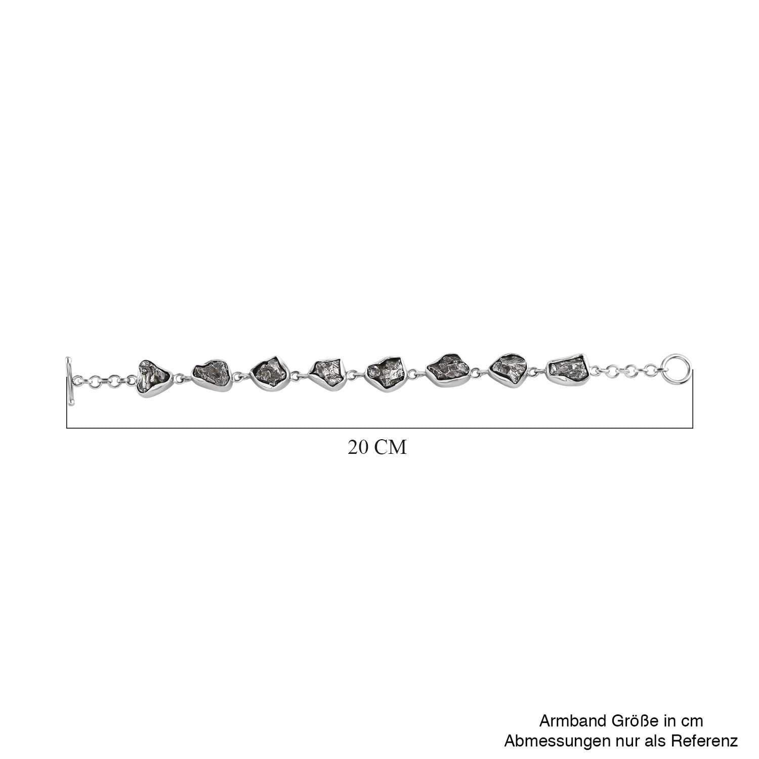 Muonionalusta Meteorit Armband, ca. 19 cm, 925 Silber rhodiniert, ca. 72.16 ct