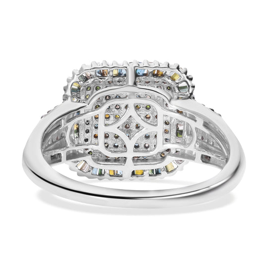 Mehrfarbiger Diamant Ring, 925 Silber platiniert (Größe 19.00) ca. 1.00 ct