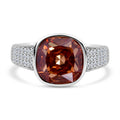 LUSTRO STELLA - Champagner Zirkonia, Weißer Zirkonia Ring, 925 Silber rhodiniert (Größe 16.00) ca. 9.03 ct