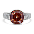 LUSTRO STELLA - Champagner Zirkonia, Weißer Zirkonia Ring, 925 Silber rhodiniert (Größe 16.00) ca. 9.03 ct