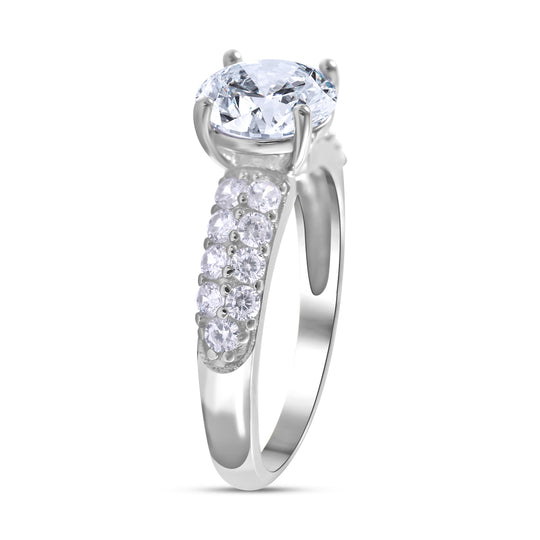 LUSTRO STELLA - Weißer Zirkonia Ring, 925 Silber rhodiniert (Größe 17.00) ca. 4.59 ct