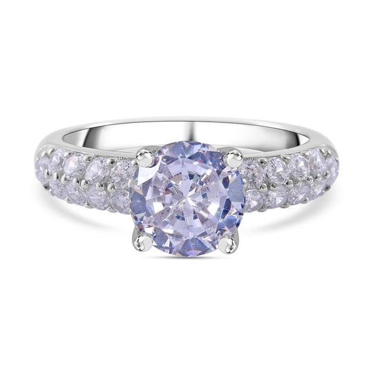 LUSTRO STELLA - Weißer Zirkonia Ring, 925 Silber rhodiniert (Größe 17.00) ca. 4.59 ct