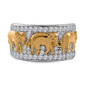 LUSTRO STELLA - Weißer Zirkonia Ring, 925 Silber, (Größe 16.00), Elefantenmuster, ca. 1.51 ct
