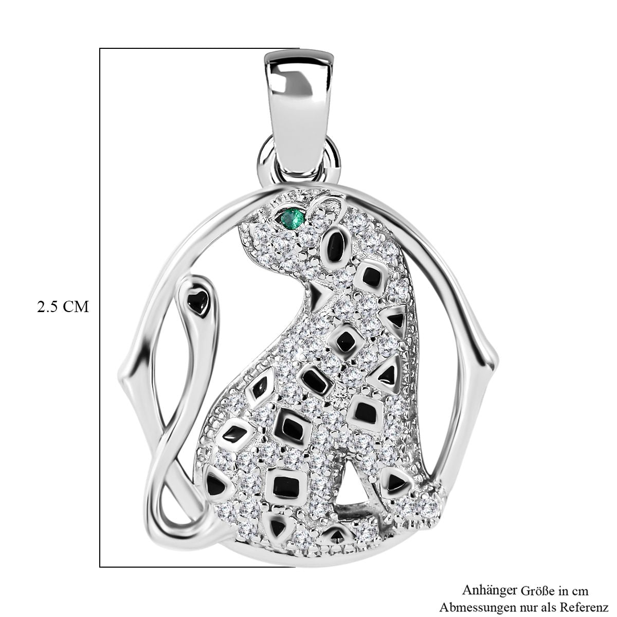 Grüner Zirkonia, Weißer Zirkonia Anhänger 925 Silber rhodiniert ca. 0.55 ct