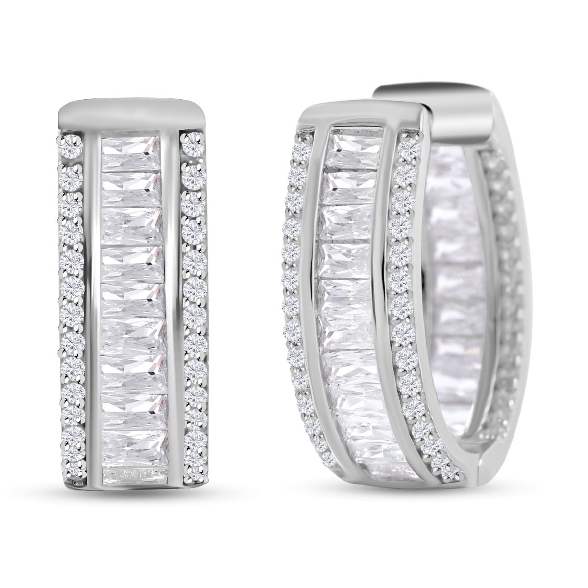 LUSTRO STELLA - Weißer Zirkonia Ohrringe, 925 Silber rhodiniert, ca. 4.89 ct