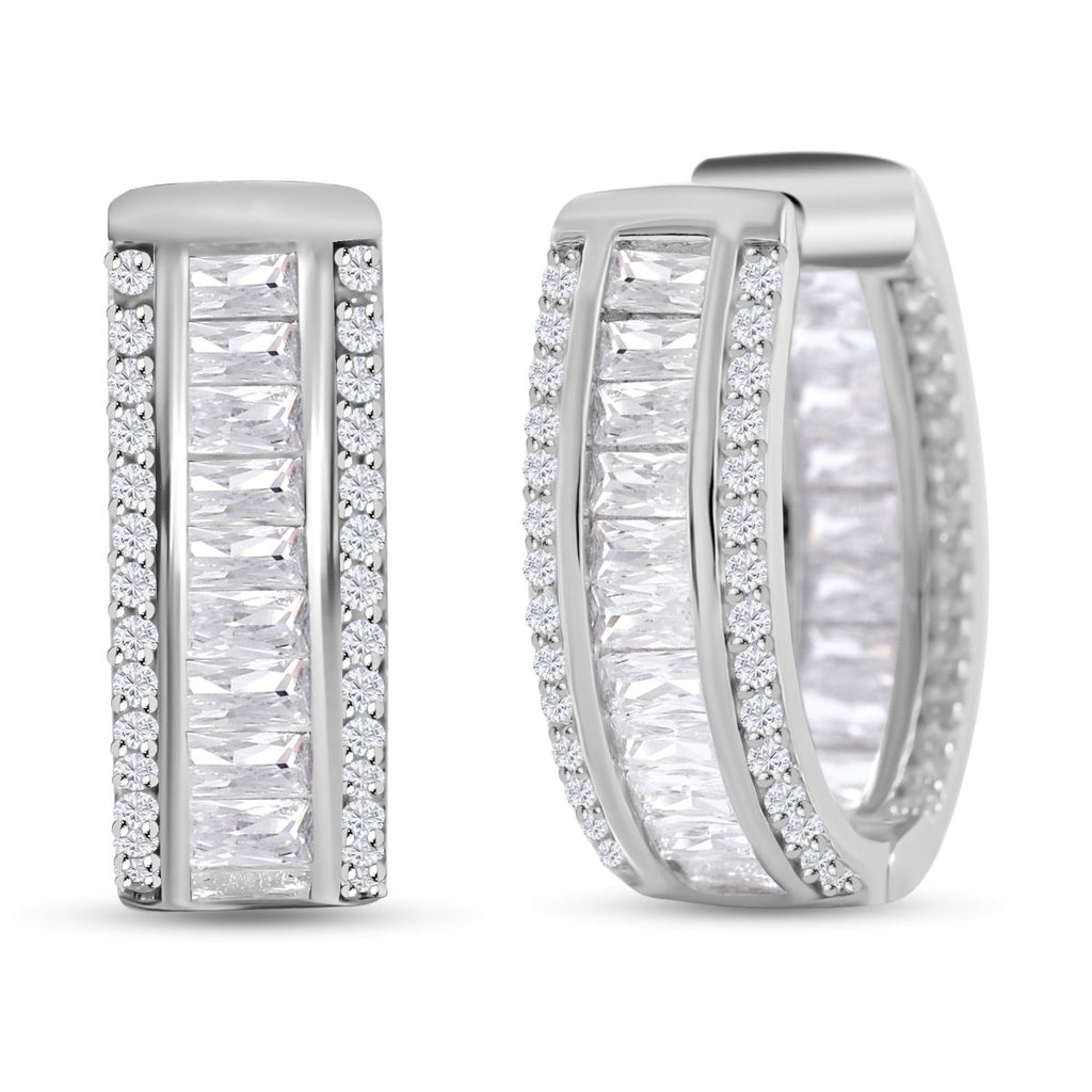 LUSTRO STELLA - Weißer Zirkonia Ohrringe, 925 Silber rhodiniert, ca. 4.89 ct