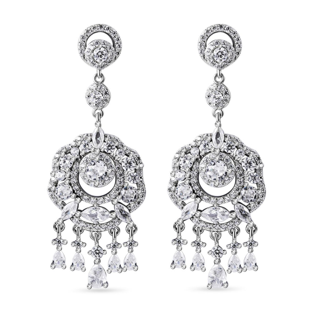 LUSTRO STELLA - Weißer Zirkonia Ohrringe, 925 Silber rhodiniert, ca. 7.92 ct