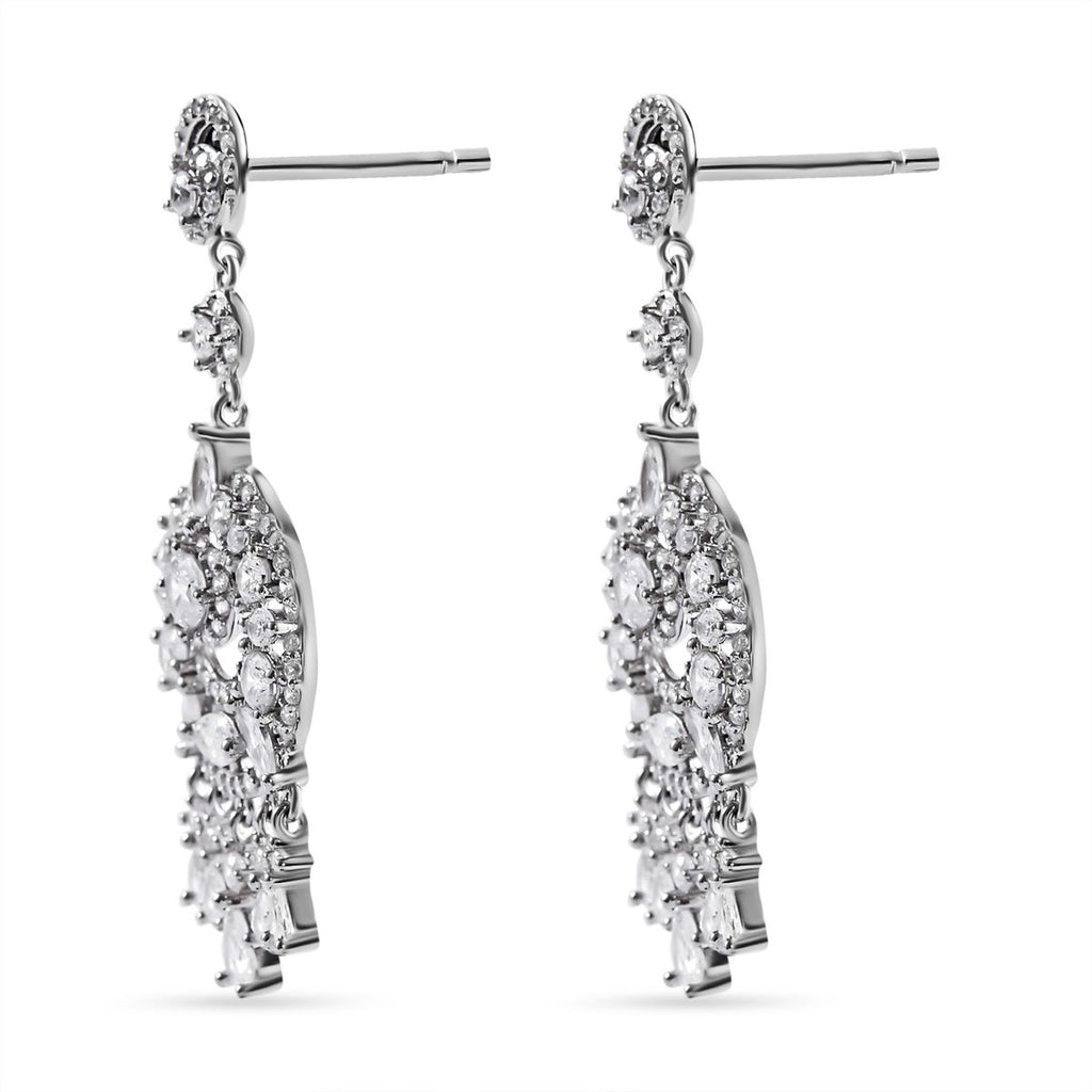 LUSTRO STELLA - Weißer Zirkonia Ohrringe, 925 Silber rhodiniert, ca. 7.92 ct