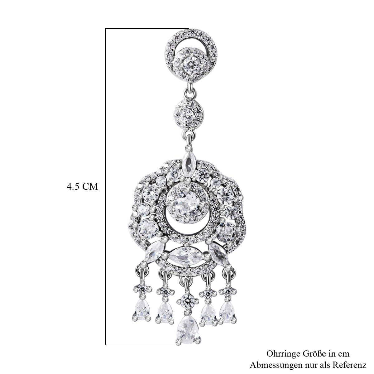 LUSTRO STELLA - Weißer Zirkonia Ohrringe, 925 Silber rhodiniert, ca. 7.92 ct