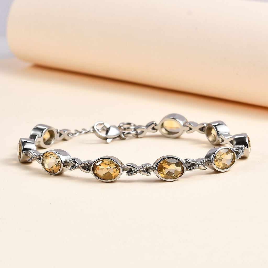 Citrin Armband ca. 18 cm Edelstahl ca. 11.47 ct
