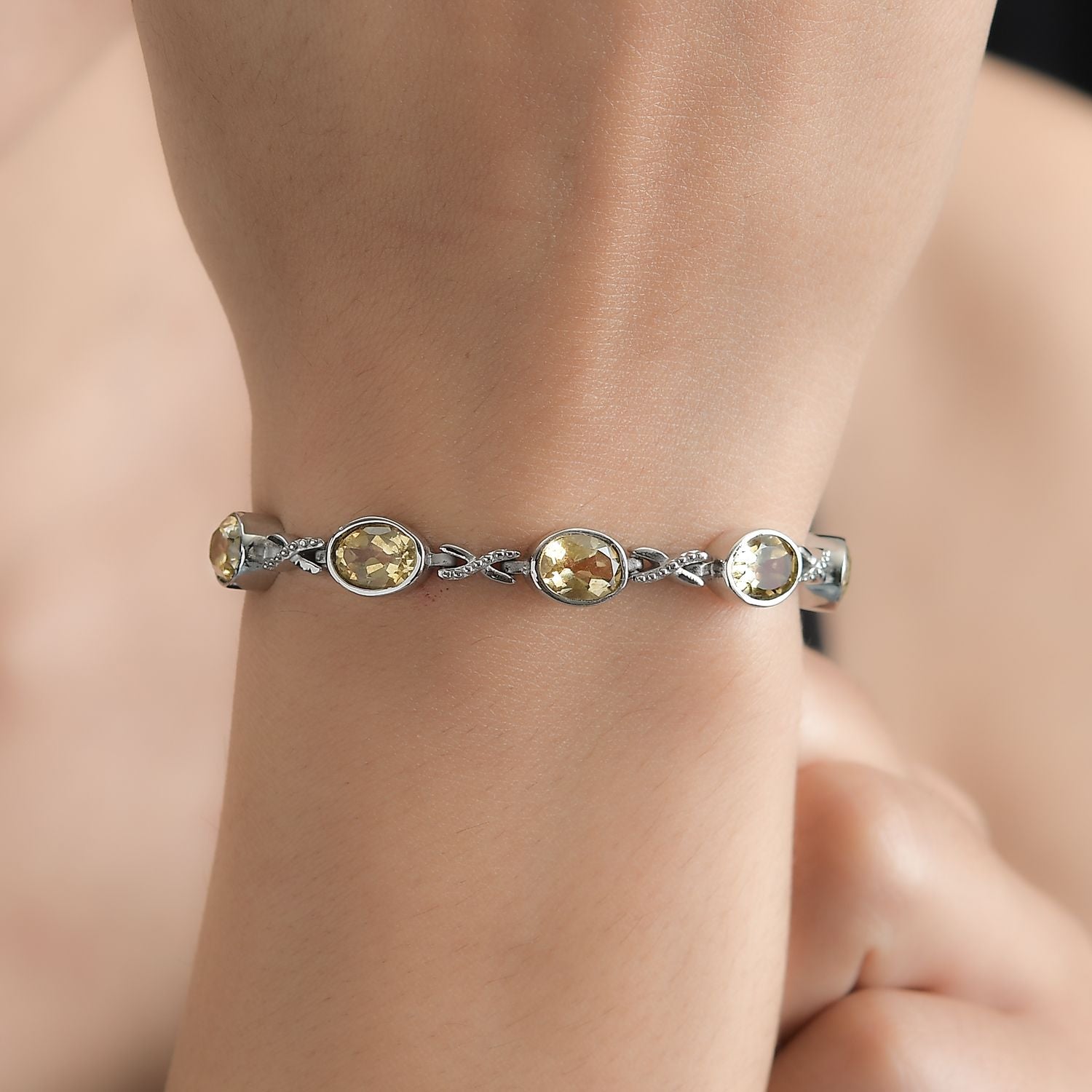 Citrin Armband ca. 18 cm Edelstahl ca. 11.47 ct