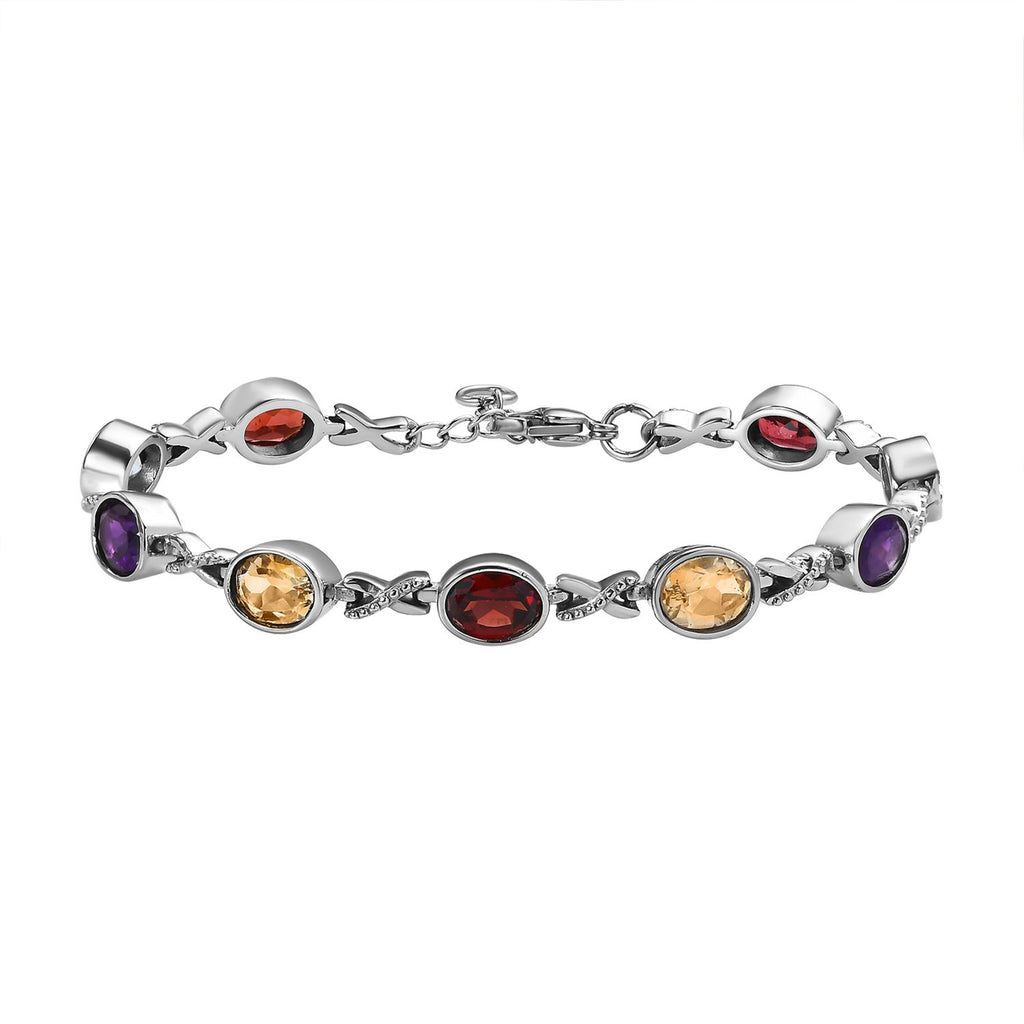 Mehrfarbiges Armband, ca. 18 cm, Edelstahl, ca. 12.52 ct