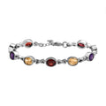 Afrikanisches Amethyst,himmelblaues Topas, rotes Garnet und Citrin-Armband, 18 cm - 12,52 ct.
