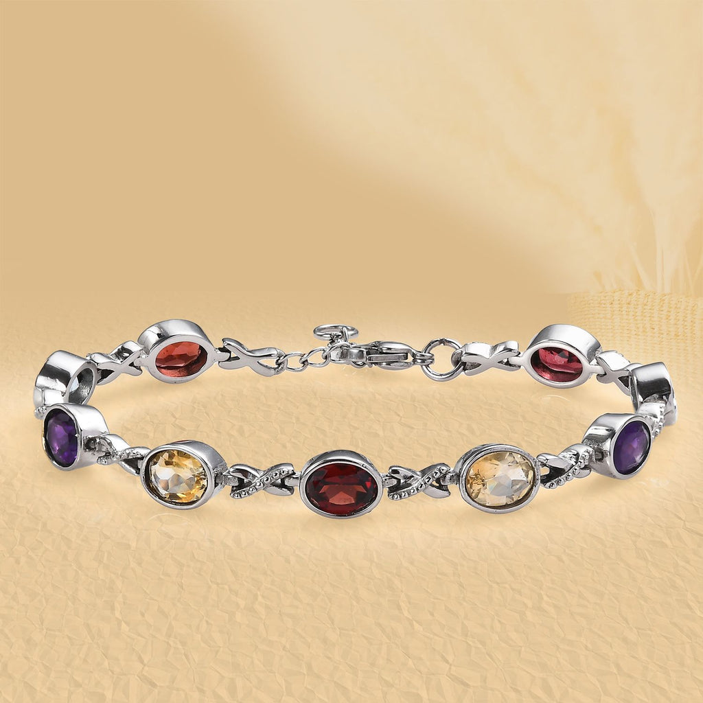 Mehrfarbiges Armband, ca. 18 cm, Edelstahl, ca. 12.52 ct