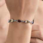 Mehrfarbiges Armband, ca. 18 cm, Edelstahl, ca. 12.52 ct