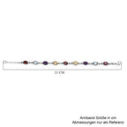 Mehrfarbiges Armband, ca. 18 cm, Edelstahl, ca. 12.52 ct
