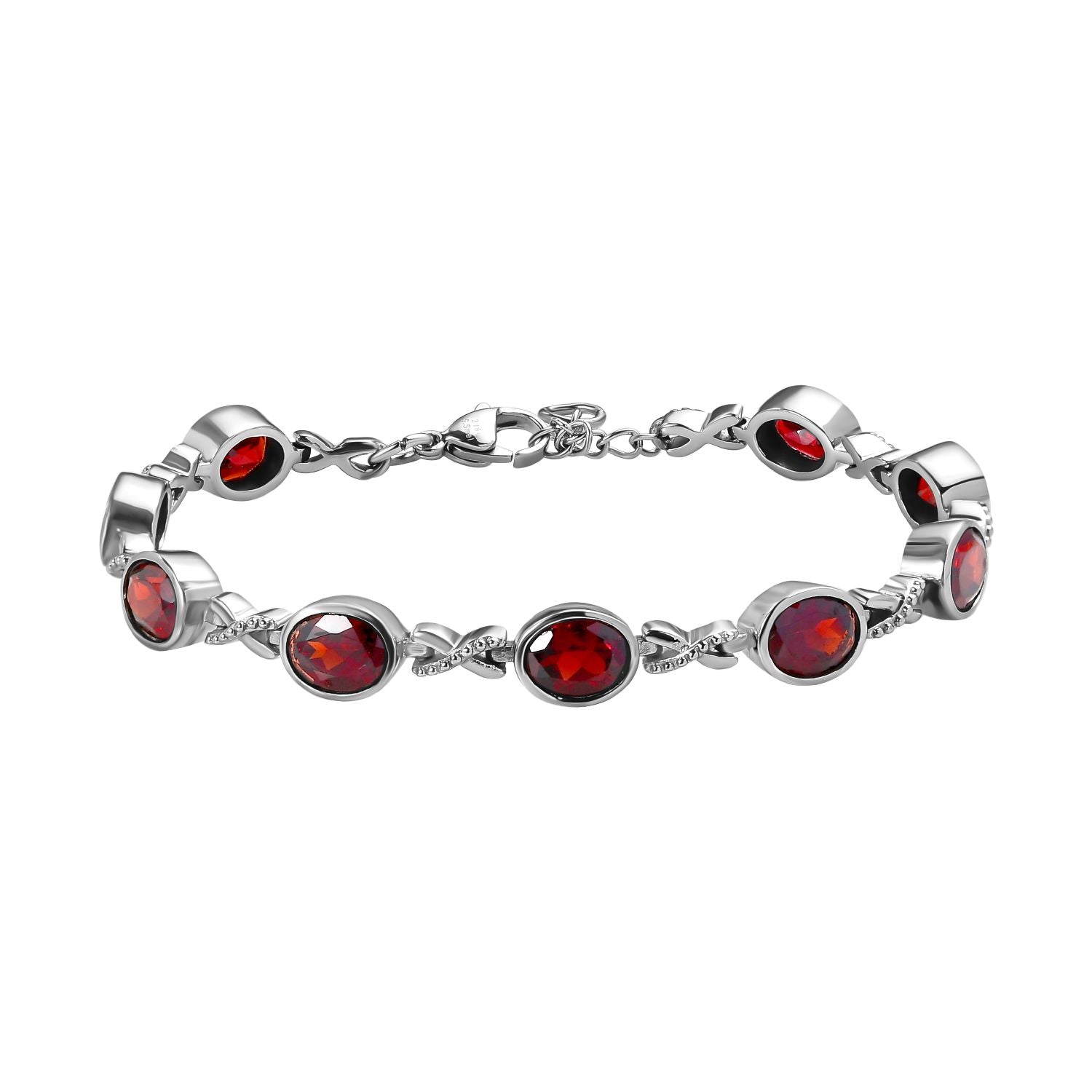 Mosambik Granat Armband ca. 18 cm Edelstahl ca. 14.27 ct