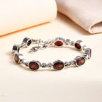 Mosambik Granat Armband ca. 18 cm Edelstahl ca. 14.27 ct