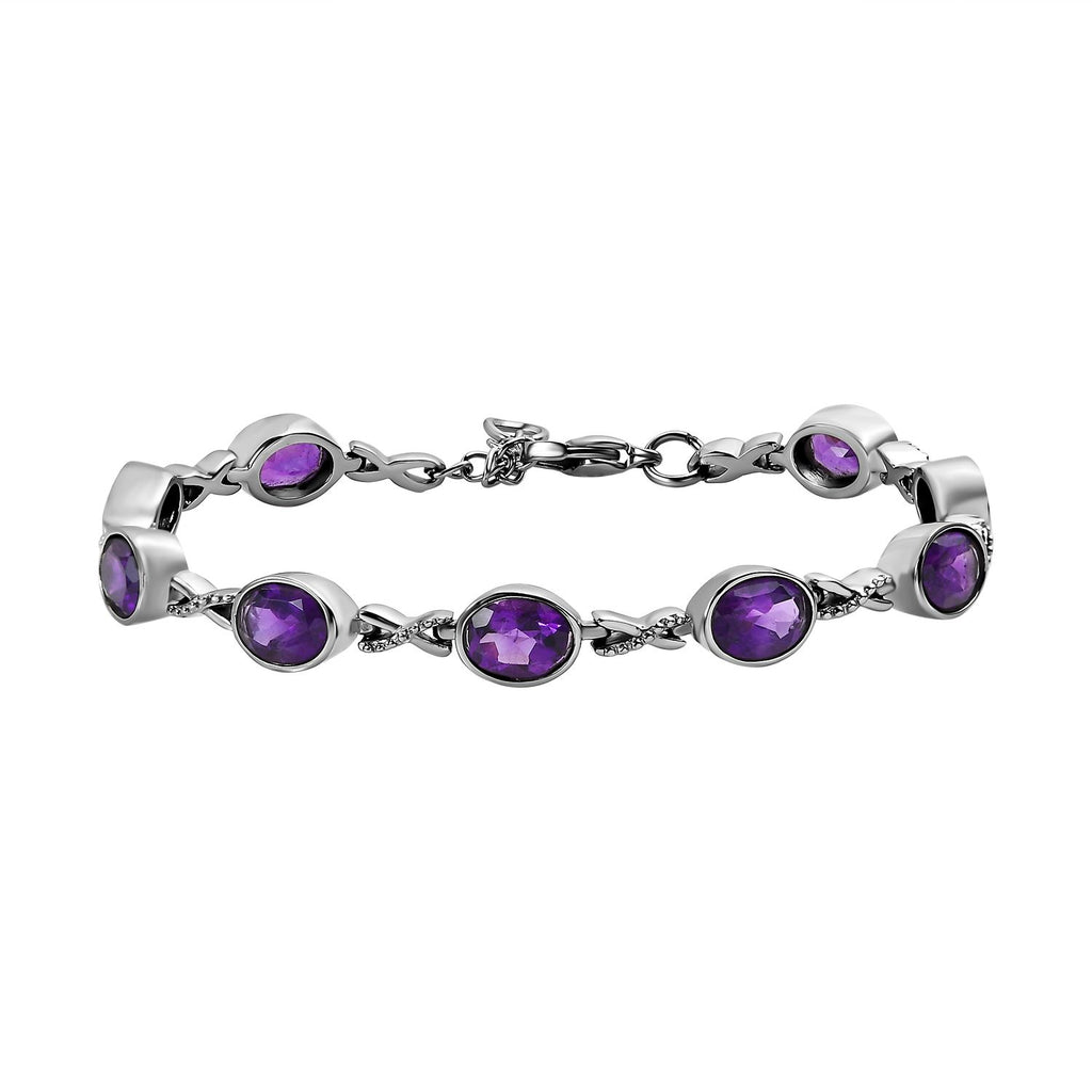 Afrikanischer Amethyst Armband, ca. 18 cm Edelstahl ca. 10.48 ct