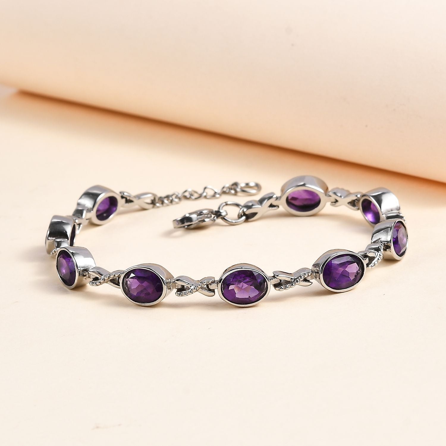 Afrikanischer Amethyst Armband, ca. 18 cm Edelstahl ca. 10.48 ct