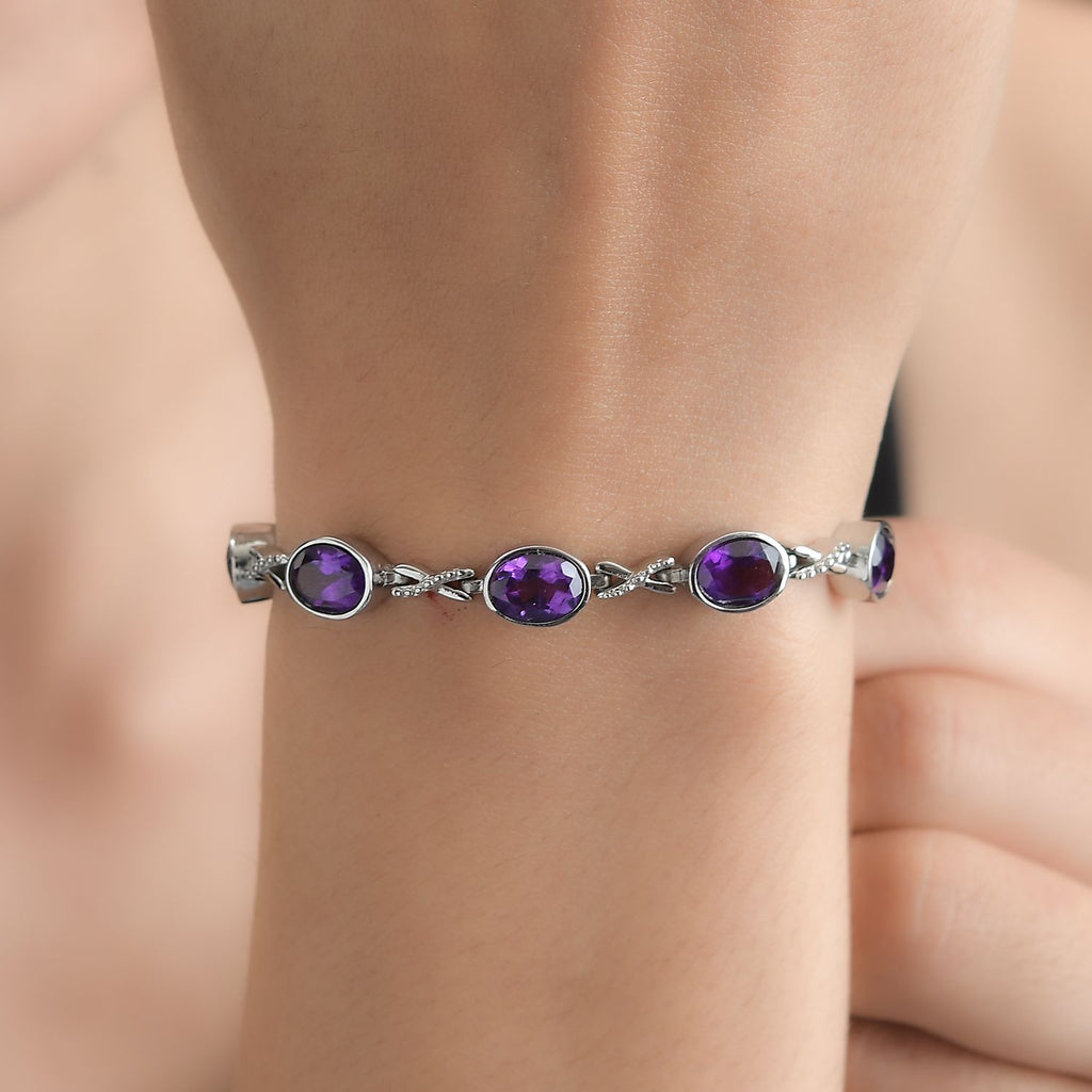 Afrikanischer Amethyst Armband, ca. 18 cm Edelstahl ca. 10.48 ct