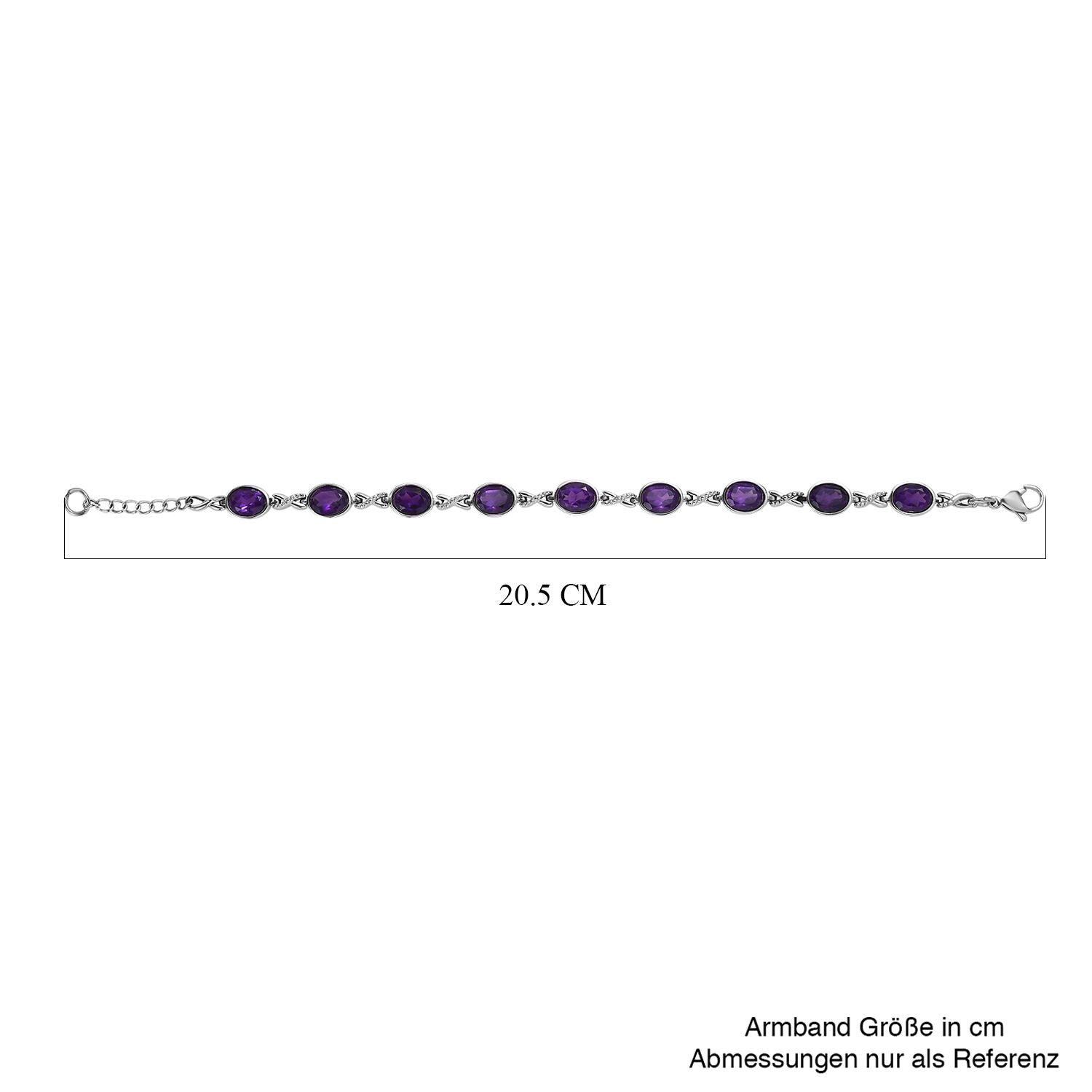 Afrikanischer Amethyst Armband, ca. 18 cm Edelstahl ca. 10.48 ct